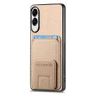 For Samsung Galaxy S25 Edge 5G Carbon Fiber Card Bag Fold Stand Phone Case(Khaki) - 2