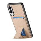 For Samsung Galaxy S25 Edge 5G Carbon Fiber Card Bag Fold Stand Phone Case(Khaki) - 3