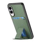 For Samsung Galaxy S25 Edge 5G Carbon Fiber Card Bag Fold Stand Phone Case(Green) - 3