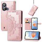 For ZTE Blade L220 Mandala Flower Embossed Leather Phone Case(Rose Gold) - 1