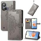 For ZTE Blade L220 Mandala Flower Embossed Leather Phone Case(Grey) - 1
