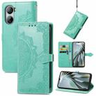 For ZTE Libero 5G IV Mandala Flower Embossed Leather Phone Case(Green) - 1