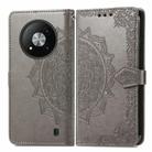 For ZTE Blade A73 5G Mandala Flower Embossed Leather Phone Case(Grey) - 1