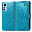 For ZTE Blade V41 Smart Mandala Flower Embossed Leather Phone Case(Blue) - 1