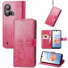 For ZTE Blade L220 Four-leaf Clasp Embossed Leather Phone Case(Red) - 1