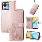 For ZTE Blade V50 Vita Four-leaf Clasp Embossed Leather Phone Case(Rose Gold) - 1