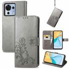 For ZTE Blade V50 Vita Four-leaf Clasp Embossed Leather Phone Case(Rrey) - 1