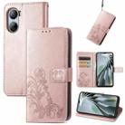 For ZTE Libero 5G IV Four-leaf Clasp Embossed Leather Phone Case(Rose Gold) - 1