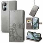For ZTE Libero 5G IV Four-leaf Clasp Embossed Leather Phone Case(Rrey) - 1