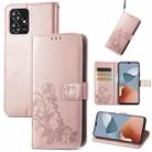 For ZTE Blade A73 4G Four-leaf Clasp Embossed Leather Phone Case(Rose Gold) - 1