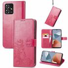 For ZTE Blade A73 4G Four-leaf Clasp Embossed Leather Phone Case(Red) - 1