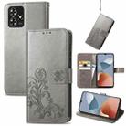For ZTE Blade A73 4G Four-leaf Clasp Embossed Leather Phone Case(Rrey) - 1