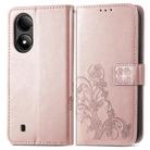 For ZTE Blade A33S Four-leaf Clasp Embossed Leather Phone Case(Rose Gold) - 2