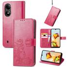 For ZTE Blade A33S Four-leaf Clasp Embossed Leather Phone Case(Red) - 1