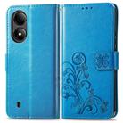For ZTE Blade A33S Four-leaf Clasp Embossed Leather Phone Case(Blue) - 2