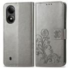 For ZTE Blade A33S Four-leaf Clasp Embossed Leather Phone Case(Rrey) - 2