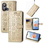 For ZTE Blade L220 Cat and Dog Embossed Leather Phone Case(Gold) - 1