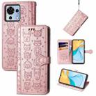 For ZTE Blade V50 Vita Cat and Dog Embossed Leather Phone Case(Rose Gold) - 1