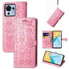 For ZTE Blade V50 Vita Cat and Dog Embossed Leather Phone Case(Pink) - 1