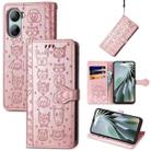 For ZTE Libero 5G IV Cat and Dog Embossed Leather Phone Case(Rose Gold) - 1