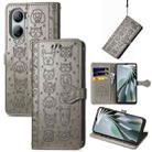 For ZTE Libero 5G IV Cat and Dog Embossed Leather Phone Case(Grey) - 1