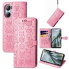 For ZTE Libero 5G IV Cat and Dog Embossed Leather Phone Case(Pink) - 1