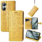 For ZTE Libero 5G IV Cat and Dog Embossed Leather Phone Case(Yellow) - 1