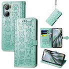 For ZTE Libero 5G IV Cat and Dog Embossed Leather Phone Case(Green) - 1