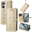 For ZTE Libero 5G IV Cat and Dog Embossed Leather Phone Case(Gold) - 1