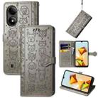 For ZTE Blade A33S Cat and Dog Embossed Leather Phone Case(Grey) - 1