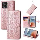 For ZTE Blade A73 4G Cat and Dog Embossed Leather Phone Case(Rose Gold) - 1