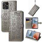 For ZTE Blade A73 4G Cat and Dog Embossed Leather Phone Case(Grey) - 1