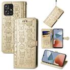 For ZTE Blade A73 4G Cat and Dog Embossed Leather Phone Case(Gold) - 1