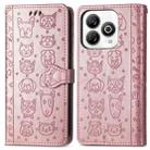 For ZTE Blade A75 4G Cat and Dog Embossed Leather Phone Case(Rose Gold) - 2