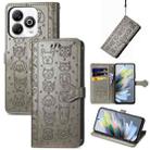 For ZTE Blade A75 4G Cat and Dog Embossed Leather Phone Case(Grey) - 1