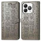 For ZTE Blade A75 4G Cat and Dog Embossed Leather Phone Case(Grey) - 2