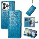 For ZTE Blade A75 4G Cat and Dog Embossed Leather Phone Case(Blue) - 1