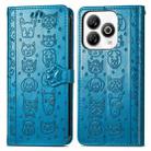 For ZTE Blade A75 4G Cat and Dog Embossed Leather Phone Case(Blue) - 2