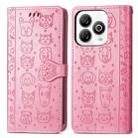 For ZTE Blade A75 4G Cat and Dog Embossed Leather Phone Case(Pink) - 2