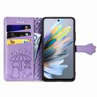 For ZTE Blade A75 4G Cat and Dog Embossed Leather Phone Case(Purple) - 3