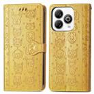 For ZTE Blade A75 4G Cat and Dog Embossed Leather Phone Case(Yellow) - 2