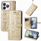 For ZTE Blade A75 4G Cat and Dog Embossed Leather Phone Case(Gold) - 1