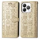 For ZTE Blade A75 4G Cat and Dog Embossed Leather Phone Case(Gold) - 2