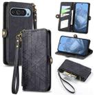 For Google Pixel 9 Geometric Zipper Wallet Side Buckle Leather Phone Case(Black) - 1