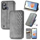 For ZTE Blade L220 Cubic Grid Pressed Magnetic Leather Phone Case(Grey) - 1