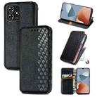 For ZTE Blade A73 4G Cubic Grid Pressed Magnetic Leather Phone Case(Black) - 1