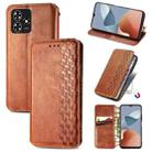 For ZTE Blade A73 4G Cubic Grid Pressed Magnetic Leather Phone Case(Brown) - 1