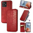 For ZTE Blade A73 4G Cubic Grid Pressed Magnetic Leather Phone Case(Red) - 1