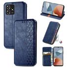 For ZTE Blade A73 4G Cubic Grid Pressed Magnetic Leather Phone Case(Blue) - 1