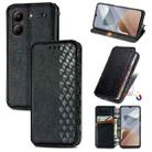 For ZTE Blade A54 Cubic Grid Pressed Magnetic Leather Phone Case(Black) - 1